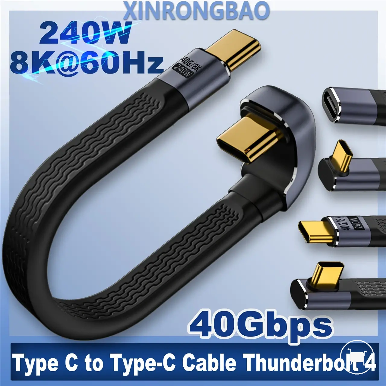 كابل Type-C USB4 FPC بشكل U بقدرة 240W مع دعم Thunderbolt 4 و8K.