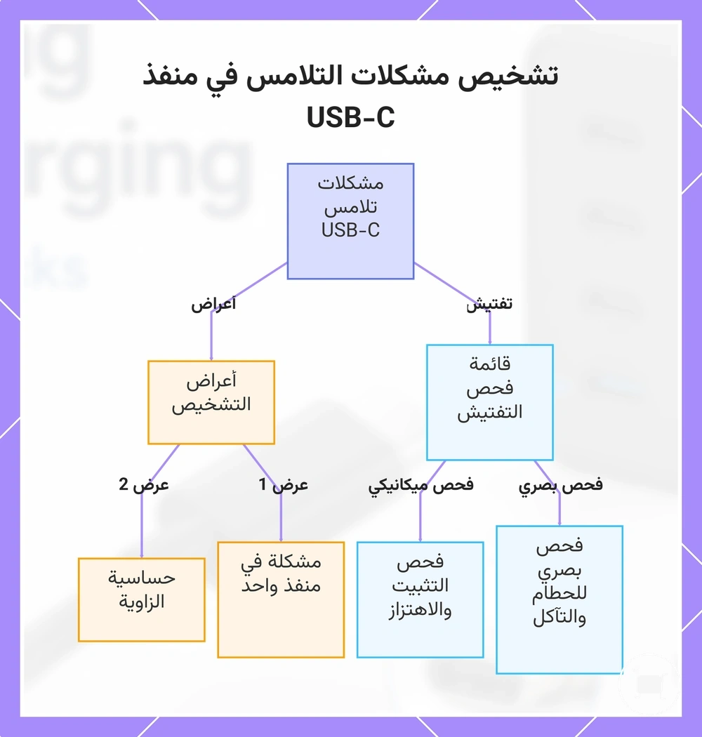 تشخيص مشكلات التلامس في منفذ USB-C