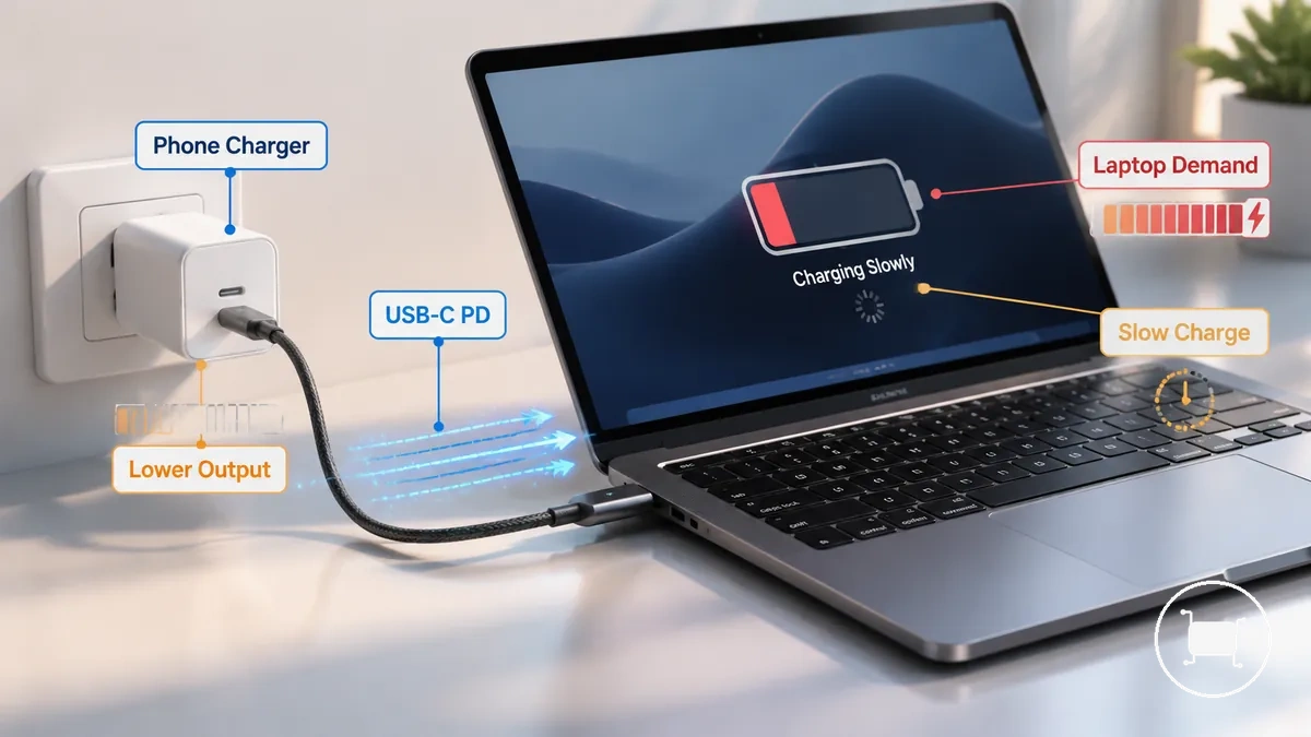Verwendung eines USB-C-Smartphone-Ladegeräts mit einem kompatiblen Laptop