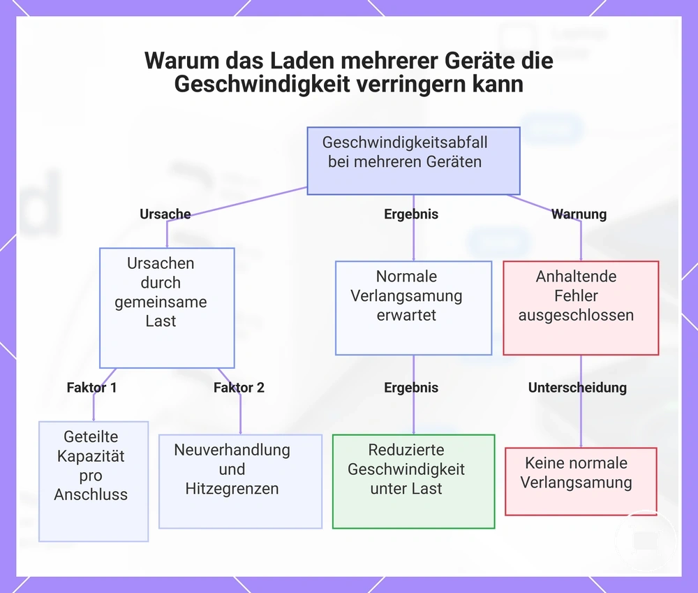 Warum das Laden mehrerer Geräte die Geschwindigkeit verringern kann