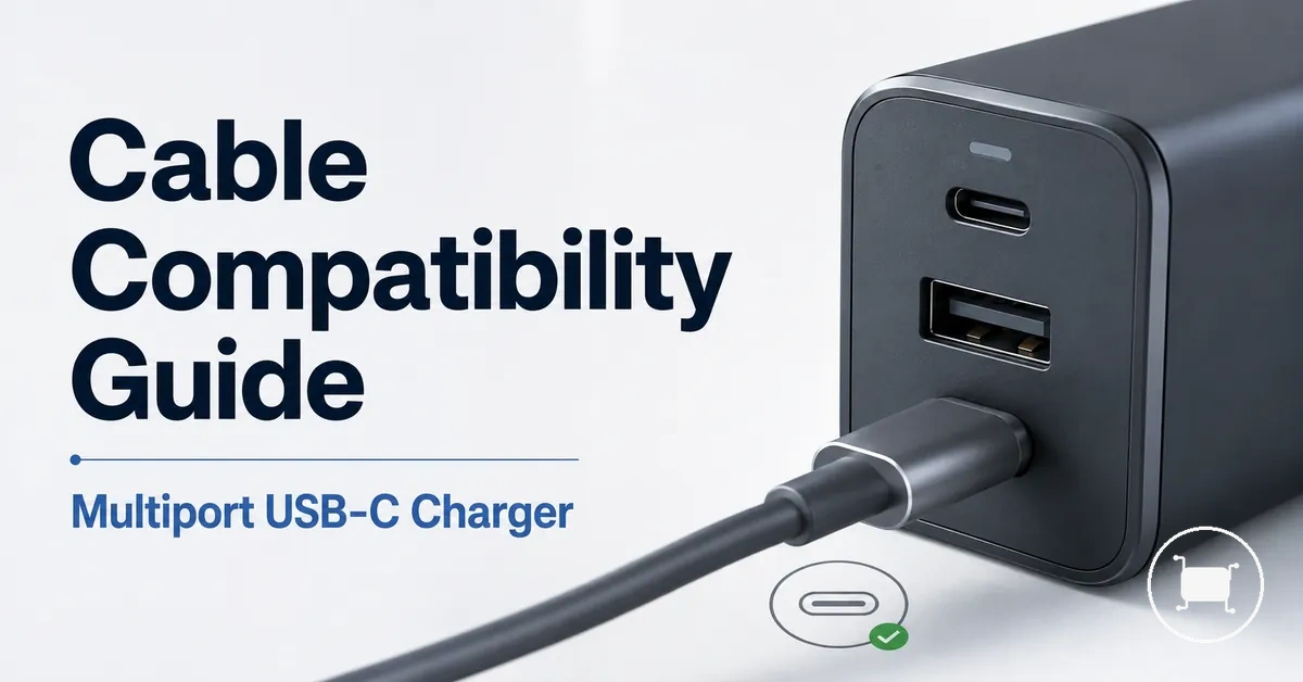 USB-C charging cable connected to a multiport USB-C charger.