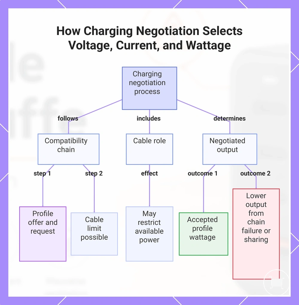 How Charging Negotiation Selects Voltage, Current, and Wattage