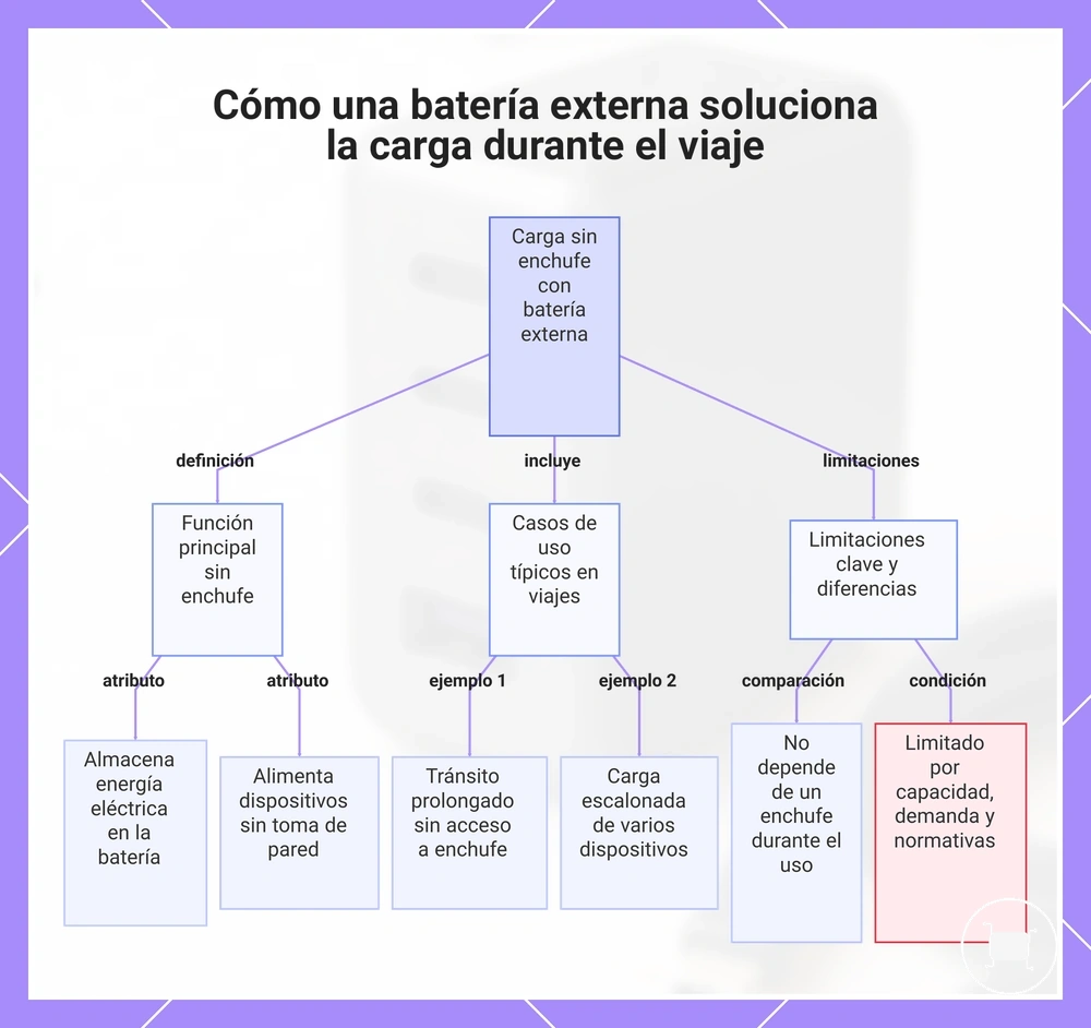 Cómo una batería externa soluciona la carga durante el viaje