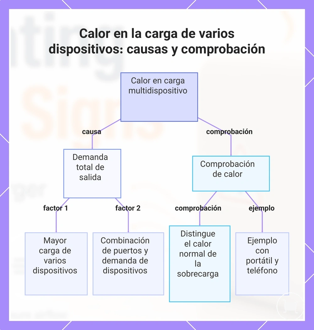 Calor en la carga de varios dispositivos: causas y comprobación