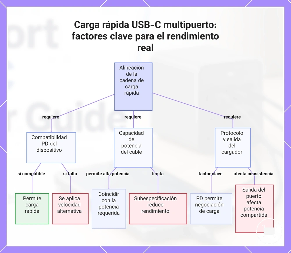 Carga rápida USB-C multipuerto: factores clave para el rendimiento real