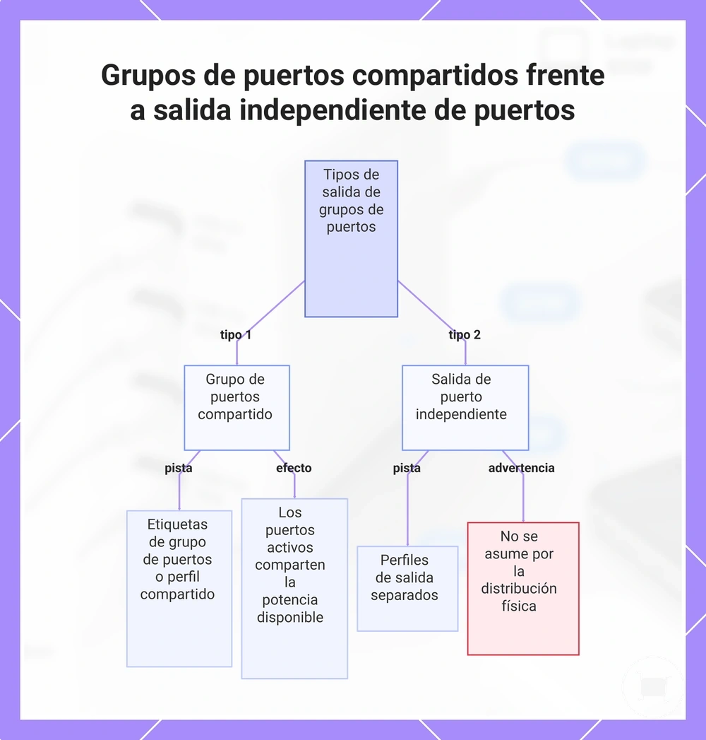 Grupos de puertos compartidos frente a salida independiente de puertos