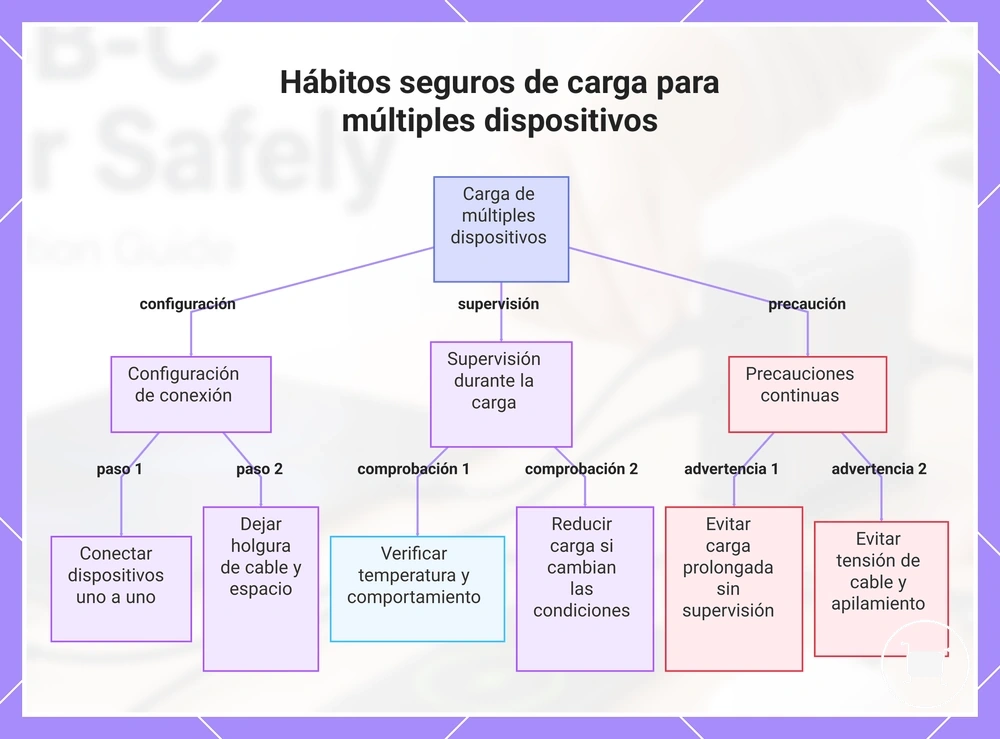 Hábitos seguros de carga para múltiples dispositivos