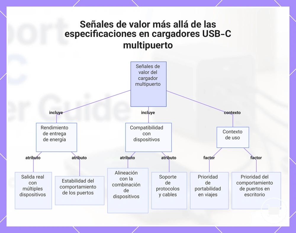 Señales de valor más allá de las especificaciones en cargadores USB-C multipuerto