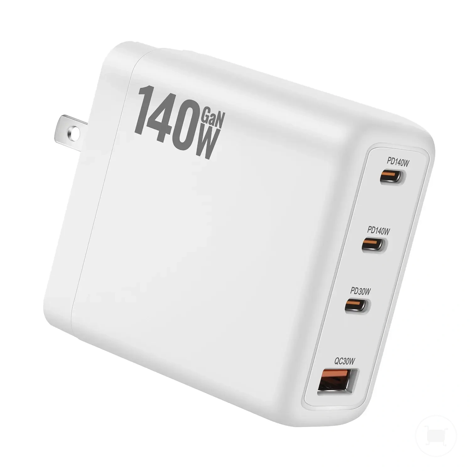Chargeur GaN multiport 140W avec PD3.1 et disposition de ports 3C1A.