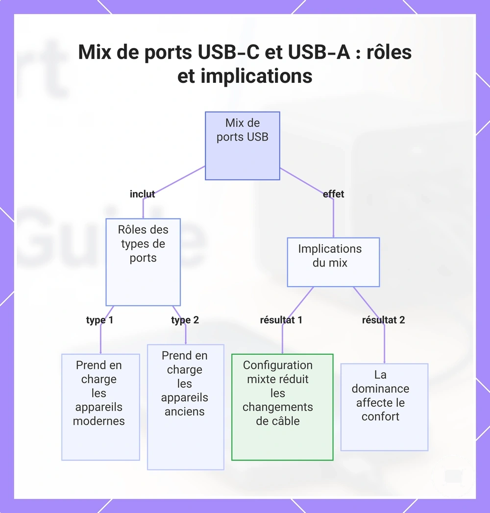 Mix de ports USB-C et USB-A : rôles et implications