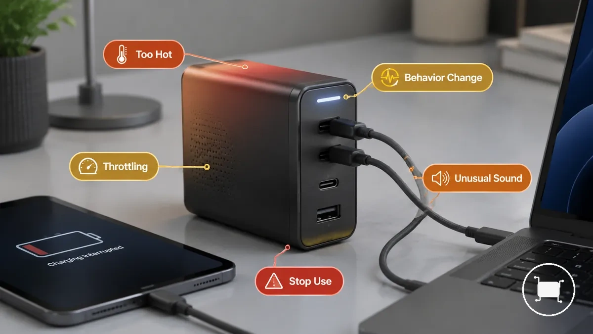 Indices d alerte pour un chargeur USB-C multiport trop chaud au toucher