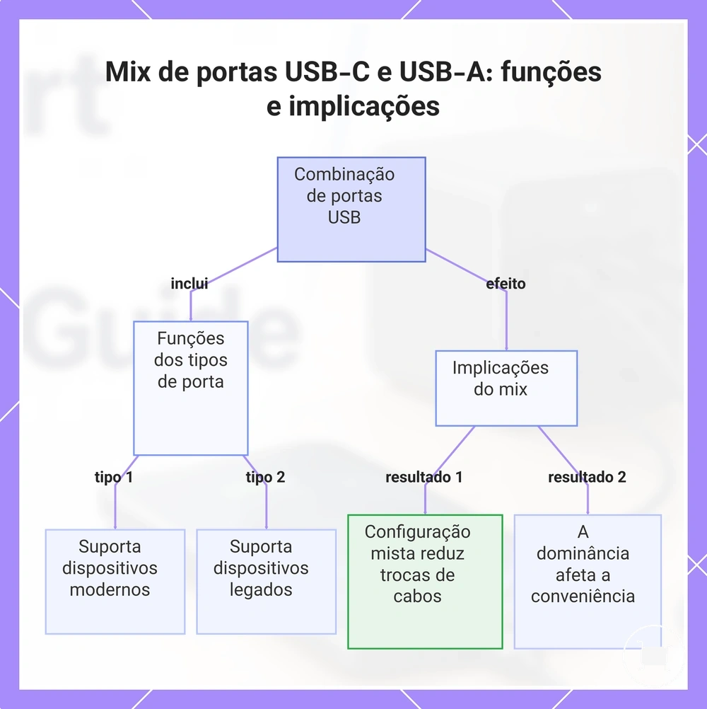 Mix de portas USB-C e USB-A: funções e implicações