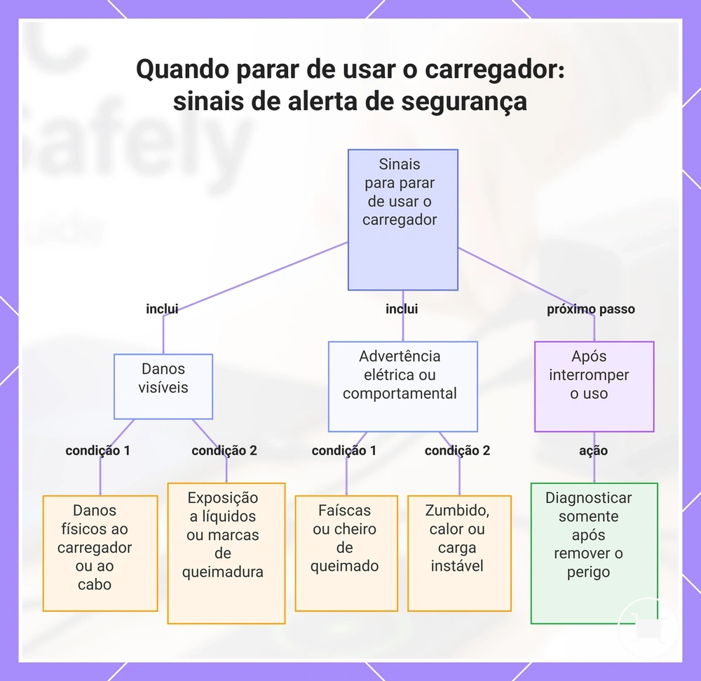 Quando parar de usar o carregador: sinais de alerta de segurança