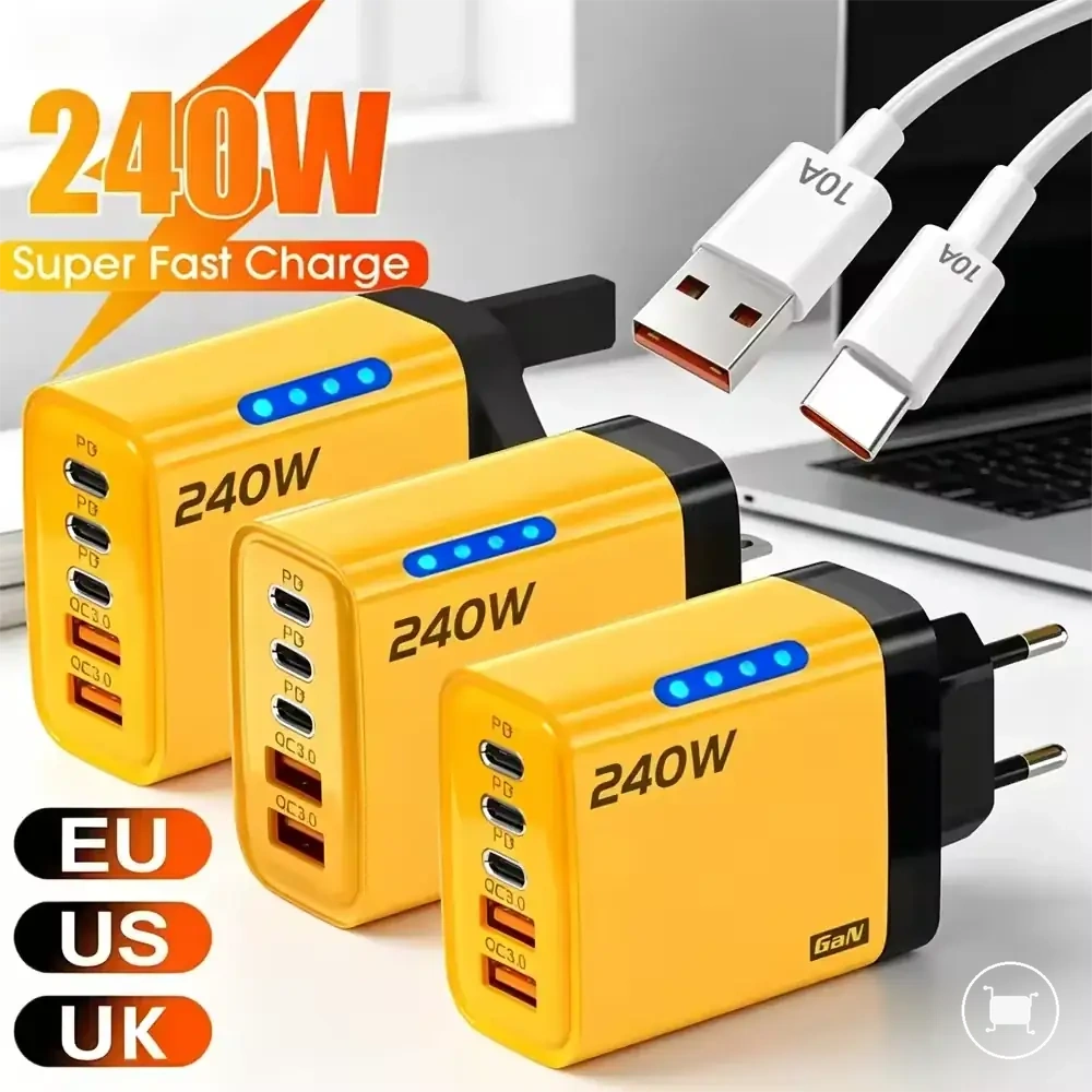 Aynı anda cihaz şarjı için 5 portlu USB-C PD ve QC3.0 şarj cihazı.