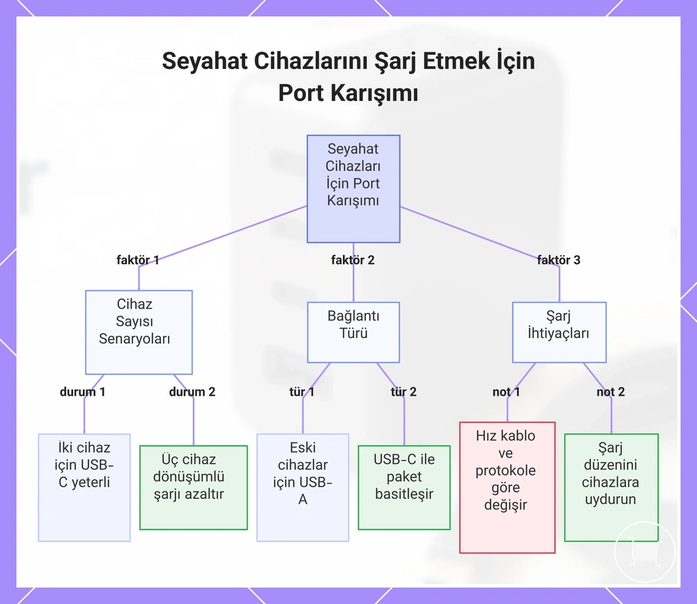 Seyahat Cihazlarını Şarj Etmek İçin Port Karışımı